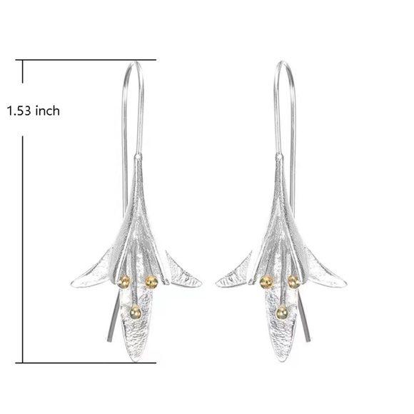 Fashion Silver Plated Blooming Flower Dangling Earrings - Picture 4 of 4